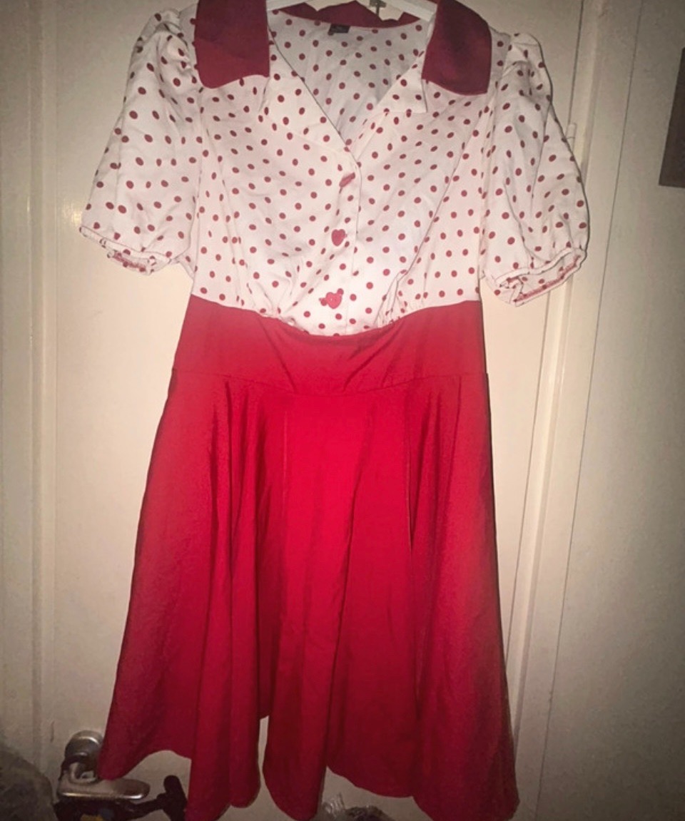 Polka-dot Torso Collared Dress