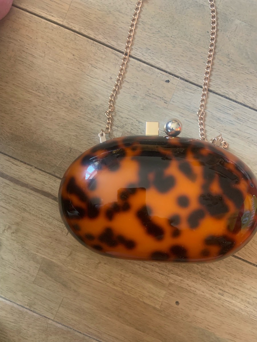Tortoise clutch bag with chain used