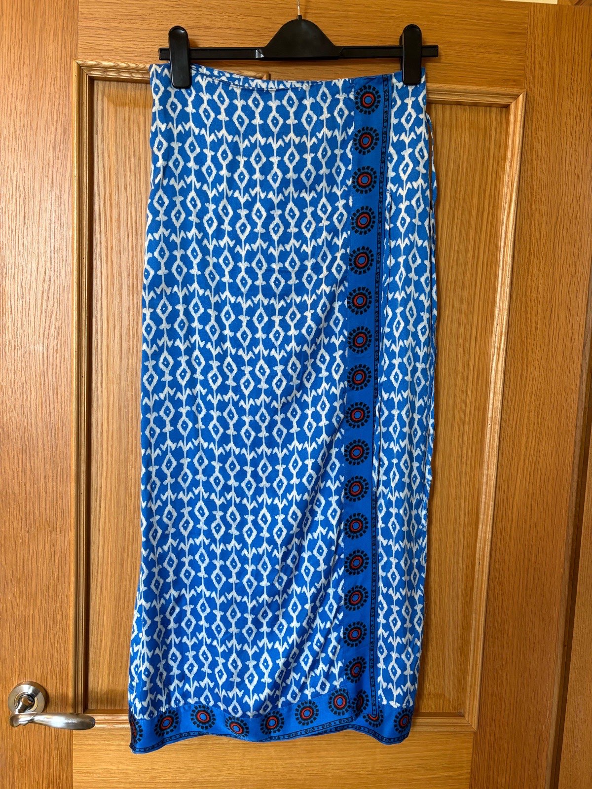Zara mediterranean blue Clara wrap maxi skirt, small