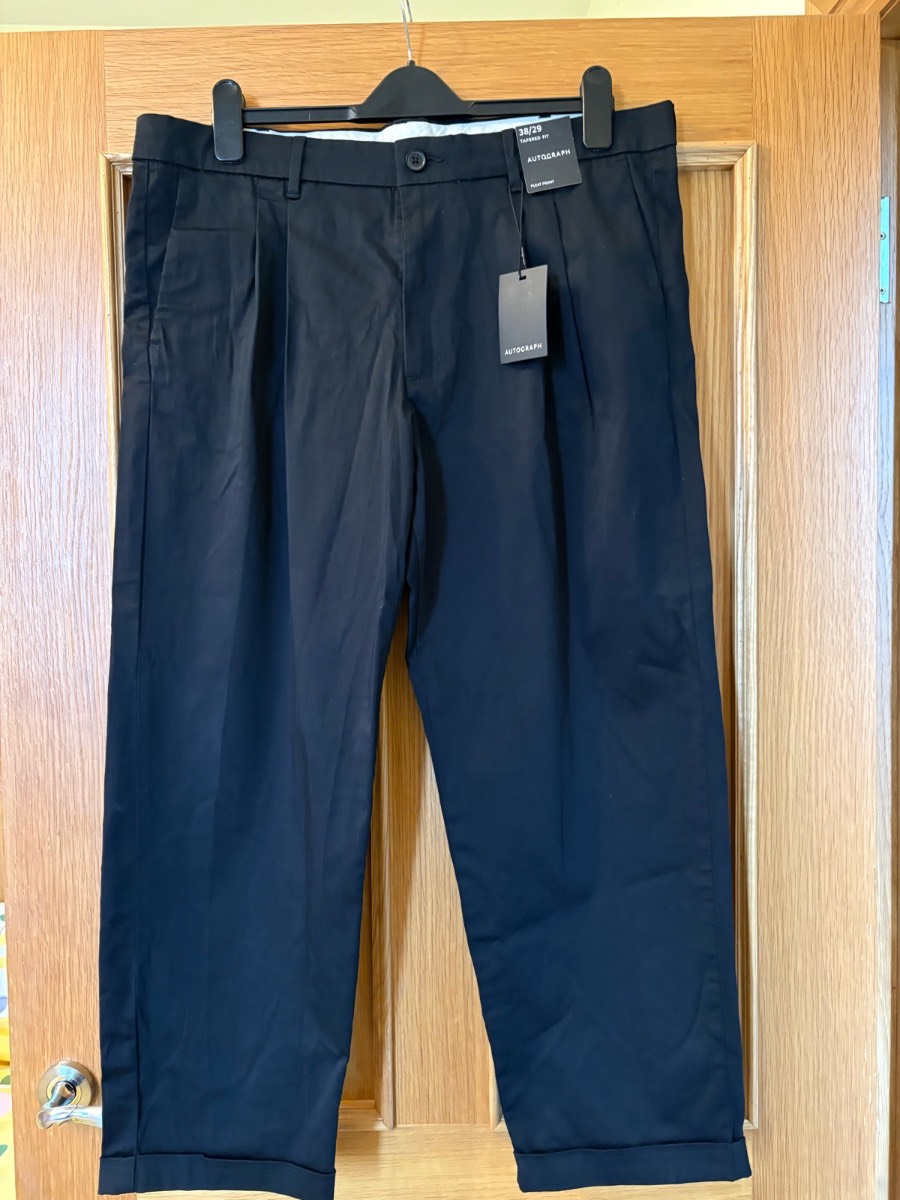 M&S Autograph black tapered fit trousers W38 L29