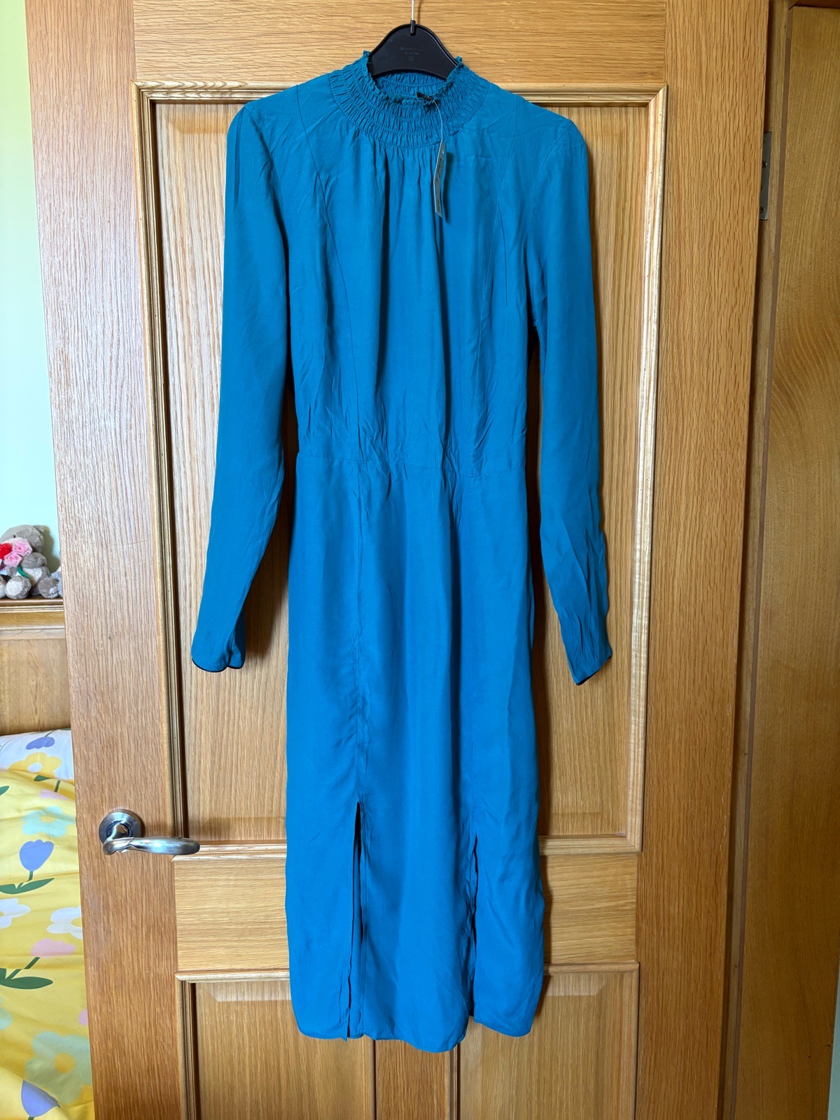 River Island teal midi dress, UK 8