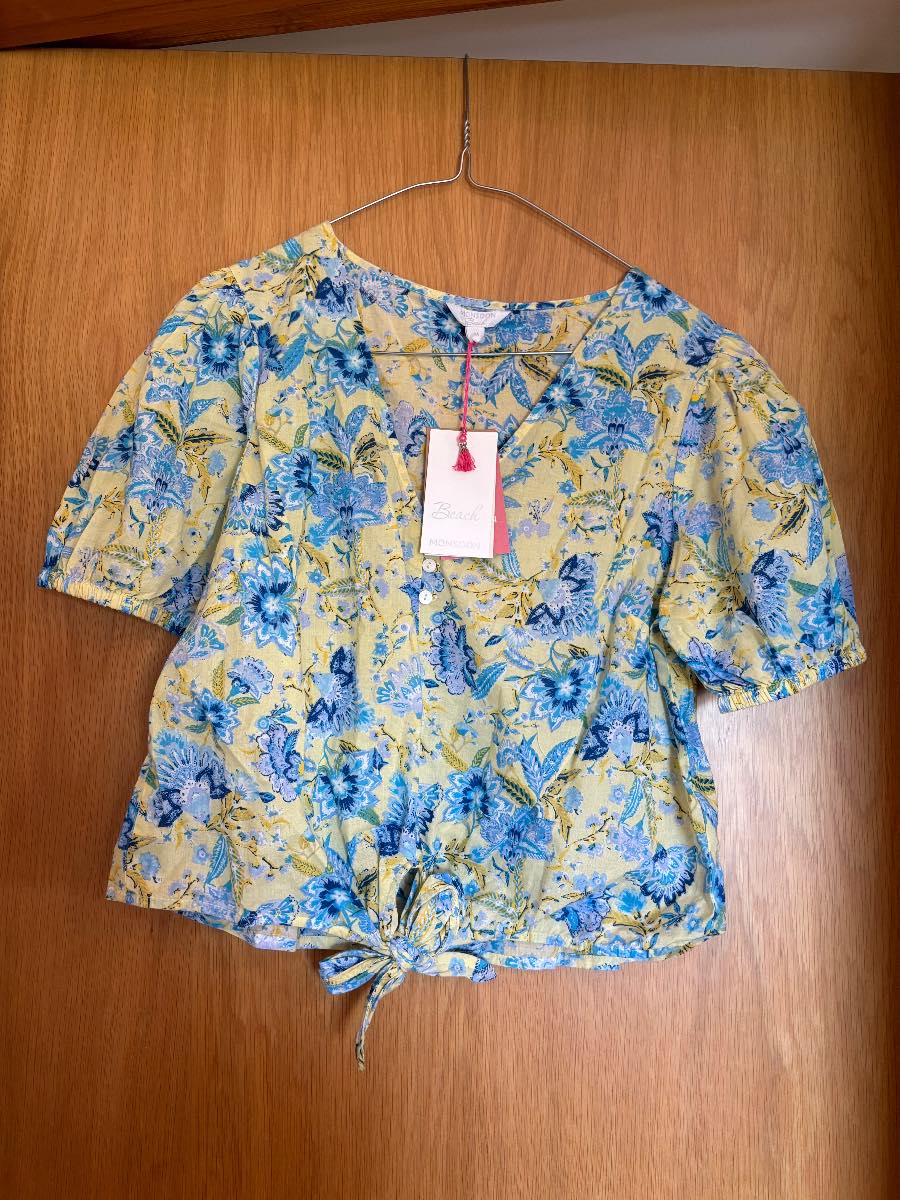 Monsoon floral print tie front blouse, medium 12-14