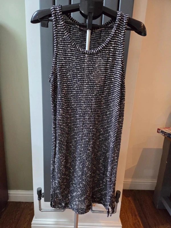 Bnwt NEXT Premium Collection Knit Dress Black White Stripe Size 10 New
