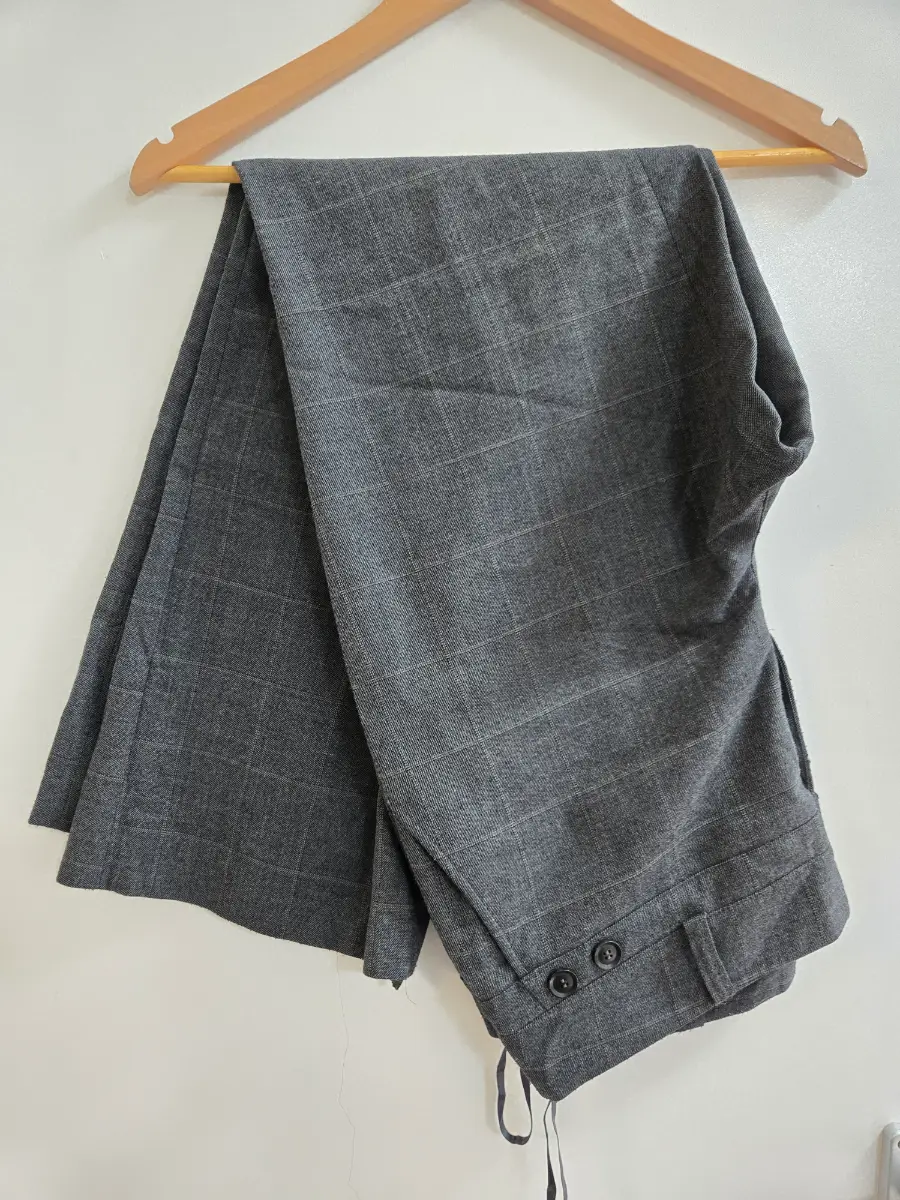 Next Grey Plaid Wide Leg Windowpane Officecore Trousers - Size 14