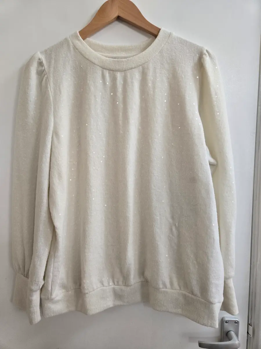 Beloved Cream Sequin Shabby chic Balletcore Festive Crewneck Pullover Jumper - Size 18