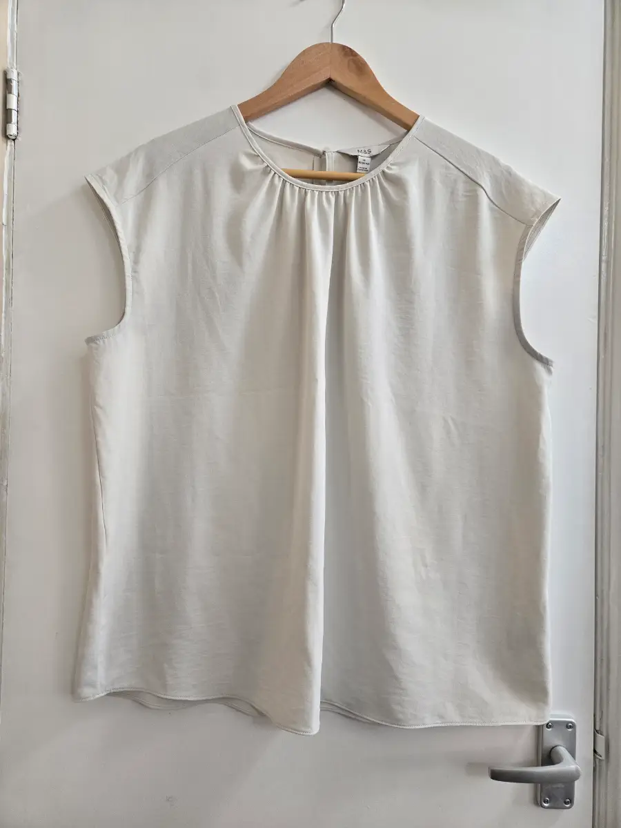 M&S Ivory Sleeveless High neck Shell top Summer blouse - Size 14