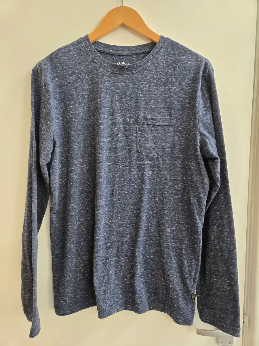 Next Long Sleeve Blue Marl Cotton blend Crewneck Pj Loungewear Top - Size small