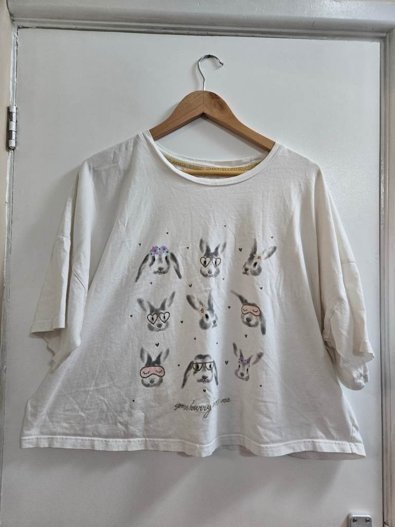 George - 20/22 - Cottagecore - Oversized - Cropped - Bunny - Lounge pj top