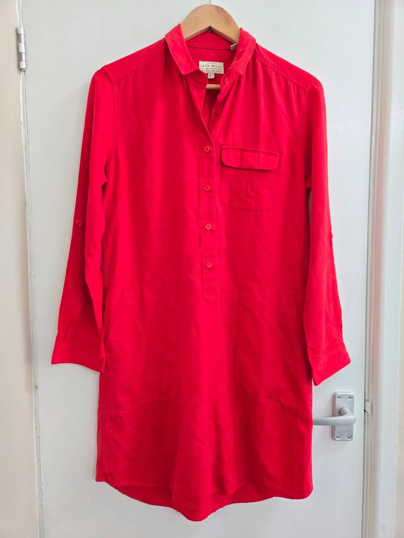 Jack Wills 100% Lyocell Vibrant Utility Shirt Dress - Size 8
