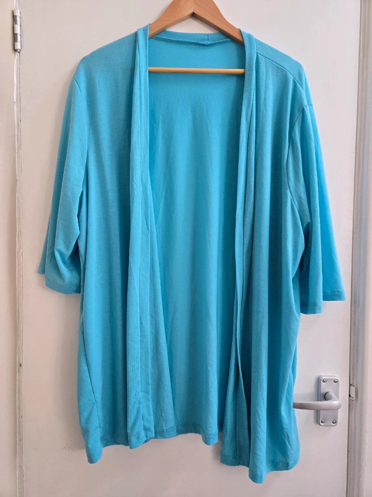 Temu Light Blue Turquoise Lightweight Open Front Waterfall Relaxed fit Cardigan - Size 22