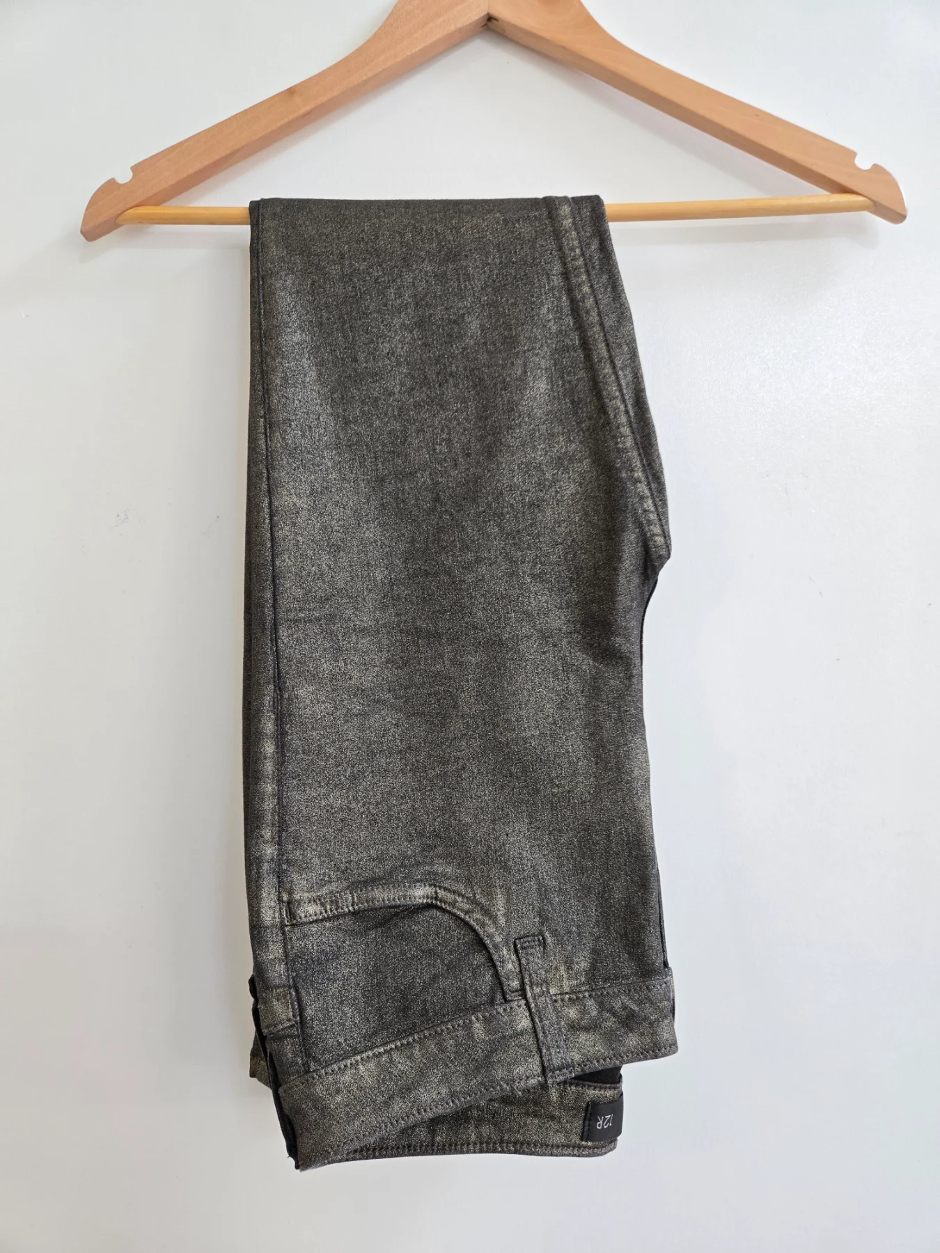 Next Bronze Metallic Coated Skinny Jeans with Gold Shimmer, Rocker chic - Size 12