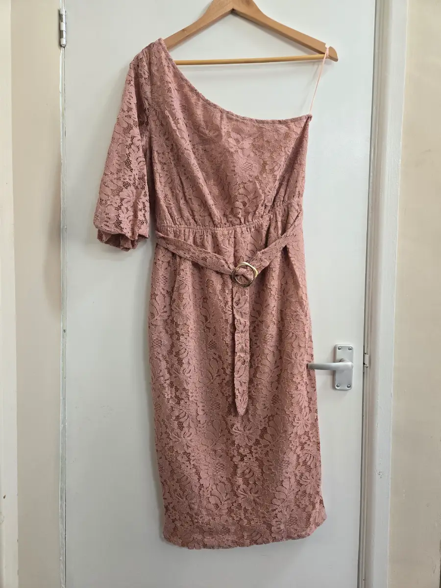 Bnwt Little Mistress one Shoulder Crochet Lace Balletcore Cocktail dress - Size 14