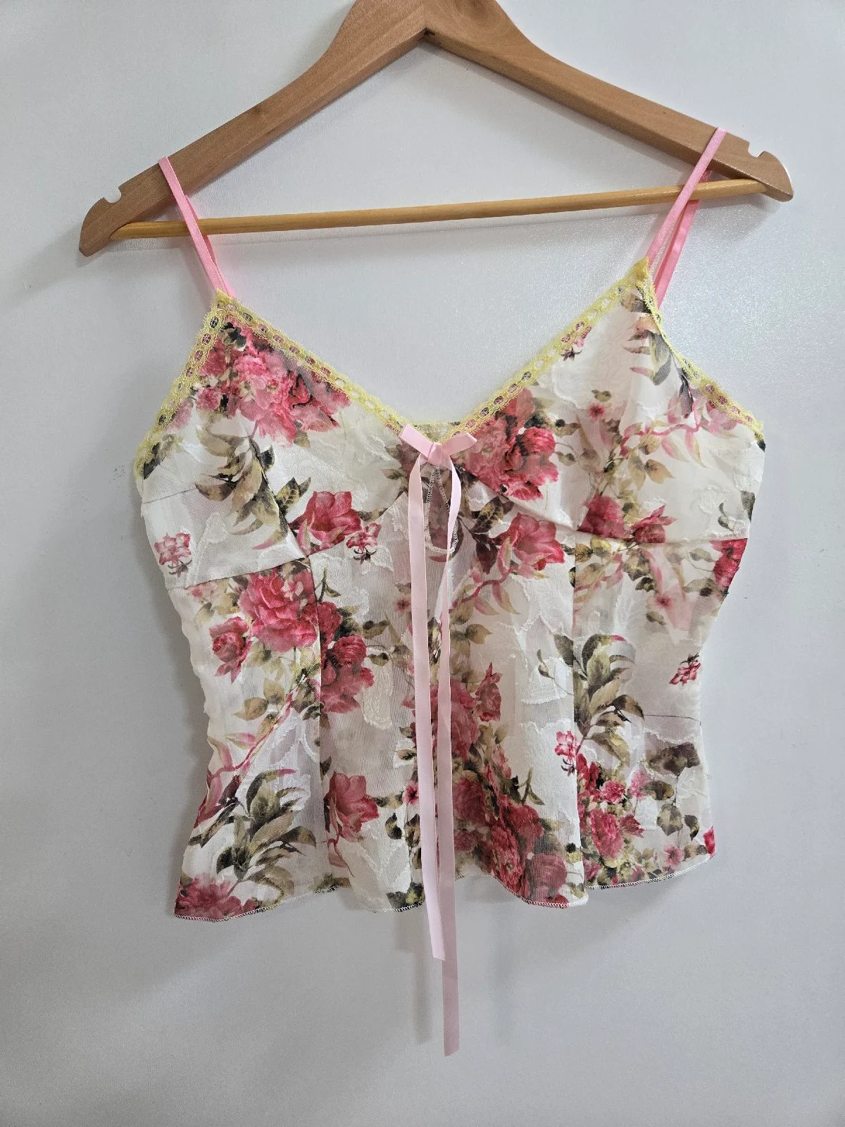 Y2k lace trim cottagecore fairycore camisole vintage inspired top - Size 8