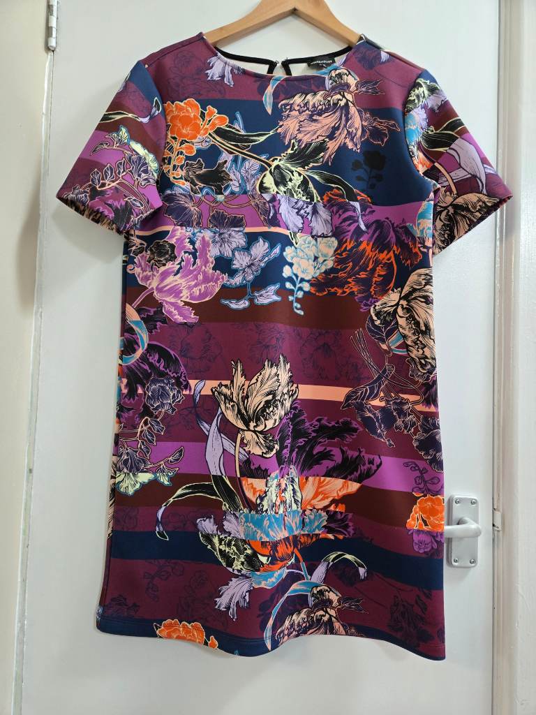 Bnwot - Warehouse - Size 12 - Eclectic - Retro 1960s mod revival - botanical print - Vibrant shift d