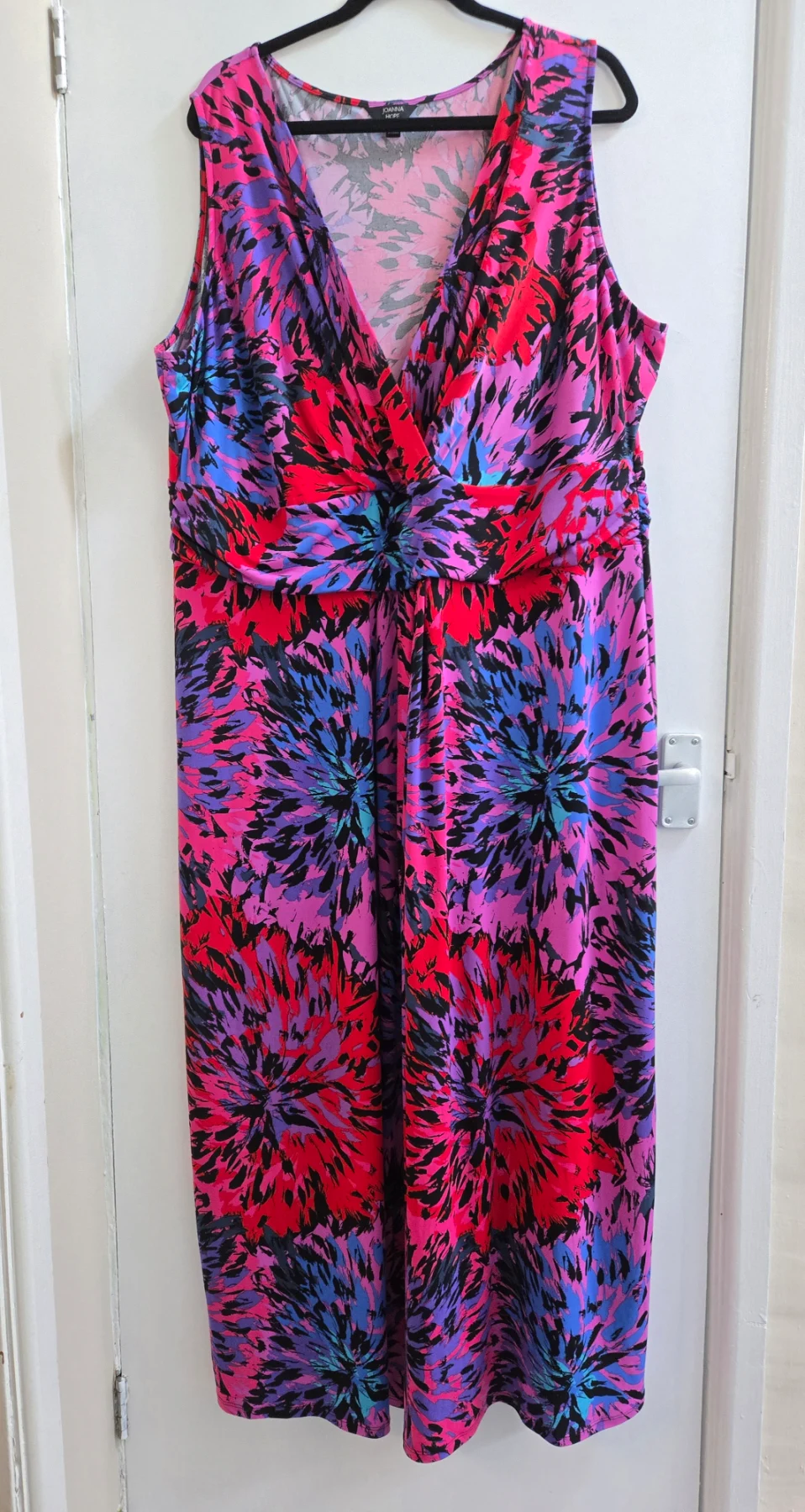 Joanne Hope Simply Be Pink & Purple Abstract Sunburst Twist Front Jersey Maxi Dress - Size 26
