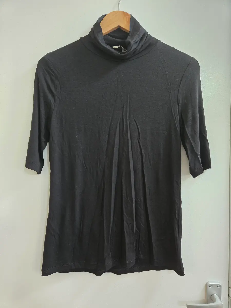 Limited Edition at M&S 3/4 sleeve black viscose turtleneck - Size 14