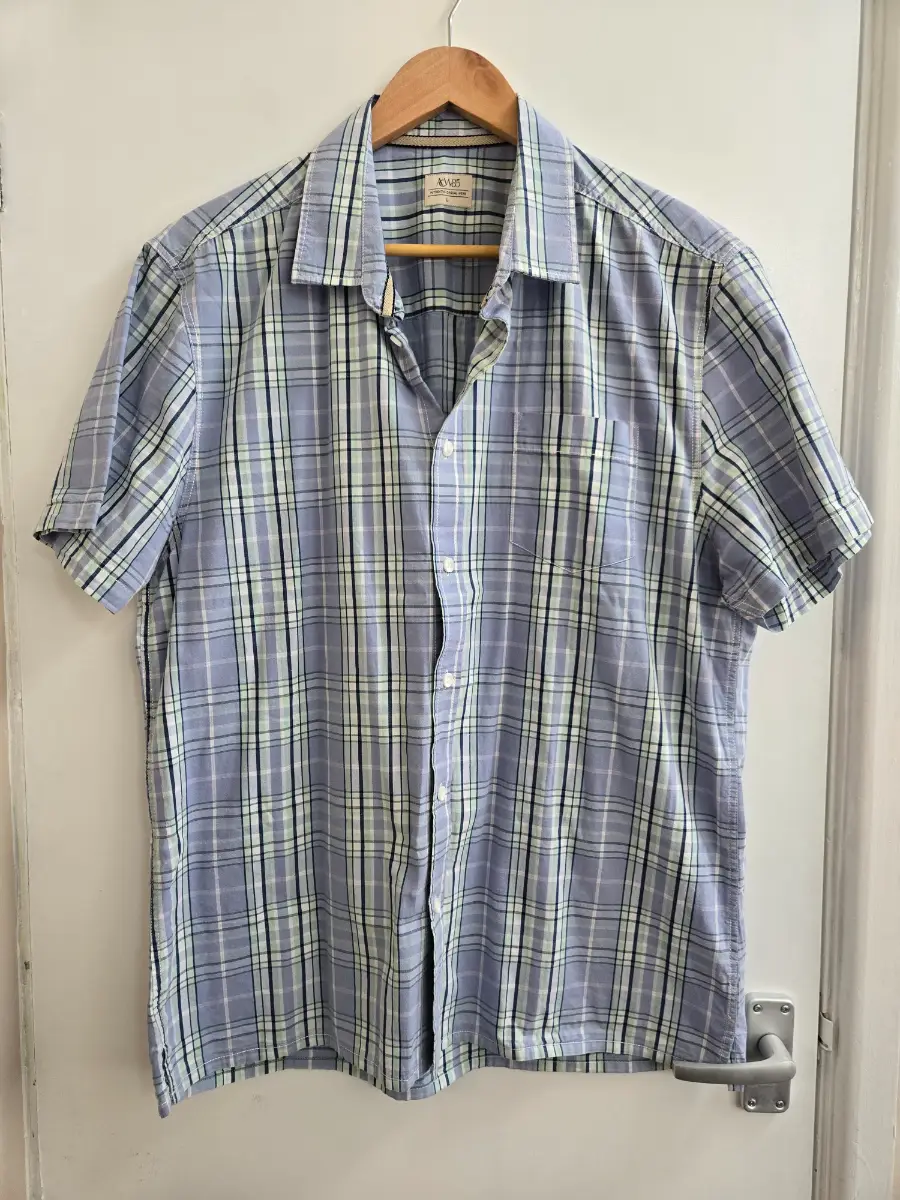 Matalan ACW85 100% cotton Dadcore Blue & sage green Casual shirt - Size large