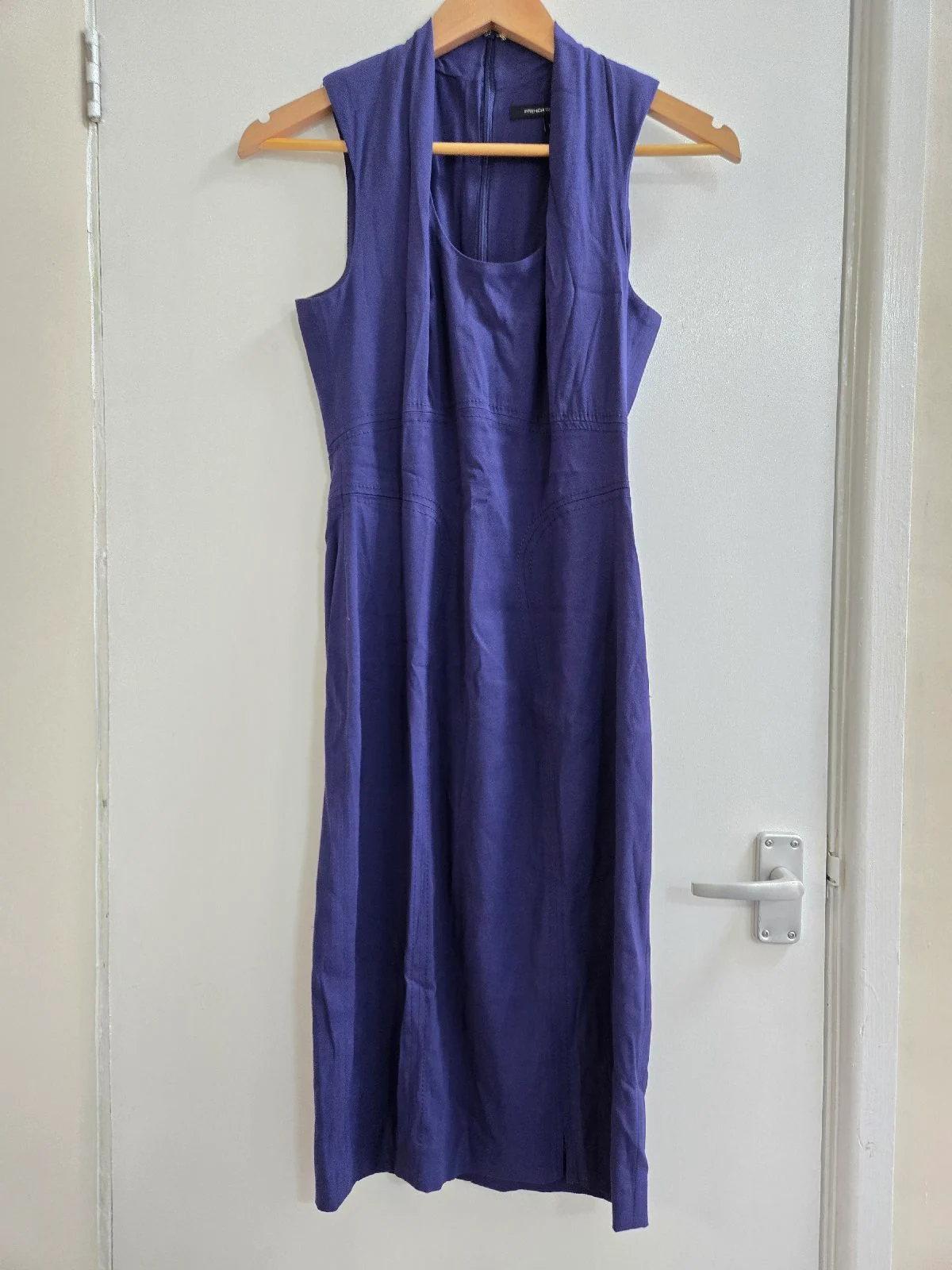 FCUK French Connection Tailored Blue Purple Midi Sheath Dress - Size 10