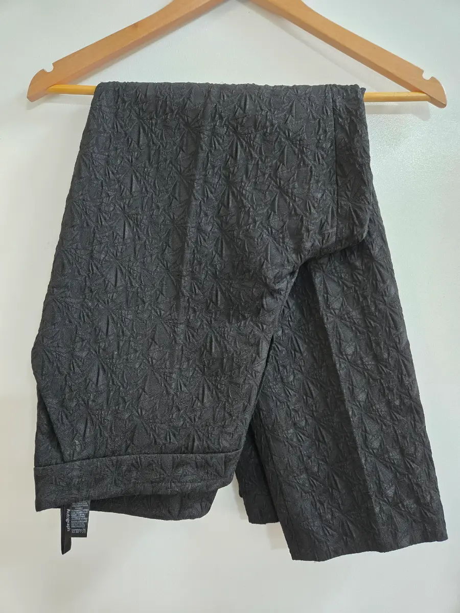 M&S Autograph Black Textured Jacquard Tailored Tapered Trousers - Size 14