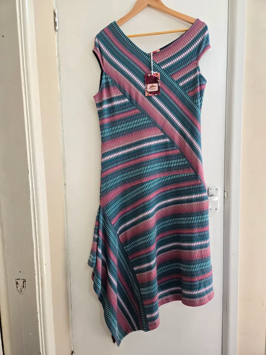 Bnwt Joe Browns Striped Asymmetric Handkerchief Hem Quirky Boho Midi Dress - Size 16