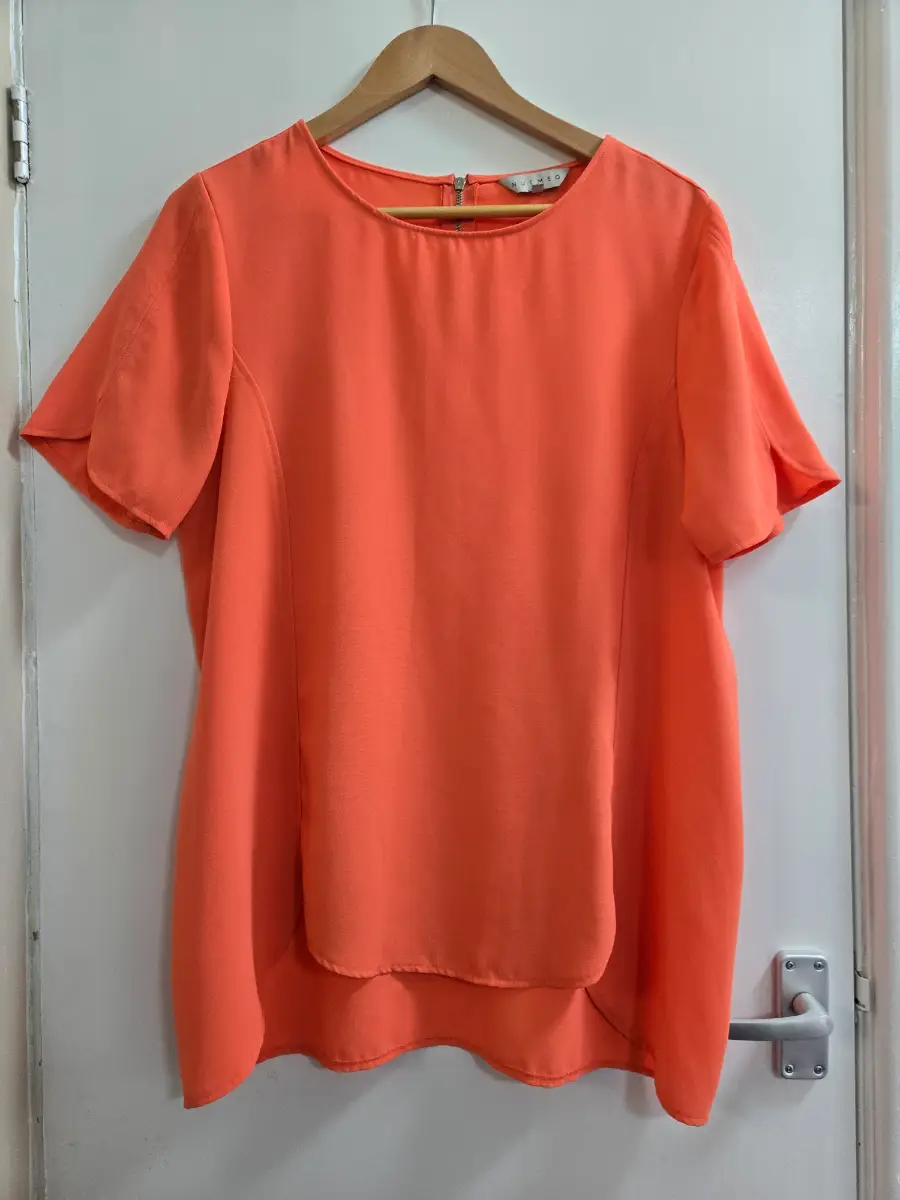Nutmeg - Size 16 - Dipped hem - Coral orange vibrant summer blouse