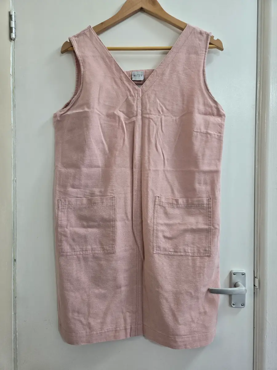 Mitzy Blush Pink Linen Blend Summer Shift Scandi Style Dress - Size 14
