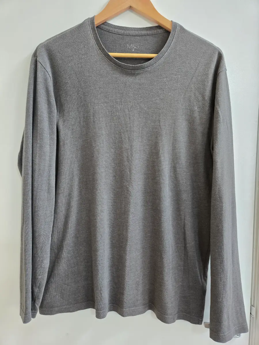 M&S Charcoal Grey Long Sleeve Crewneck Cotton blend Lounge top - Size small