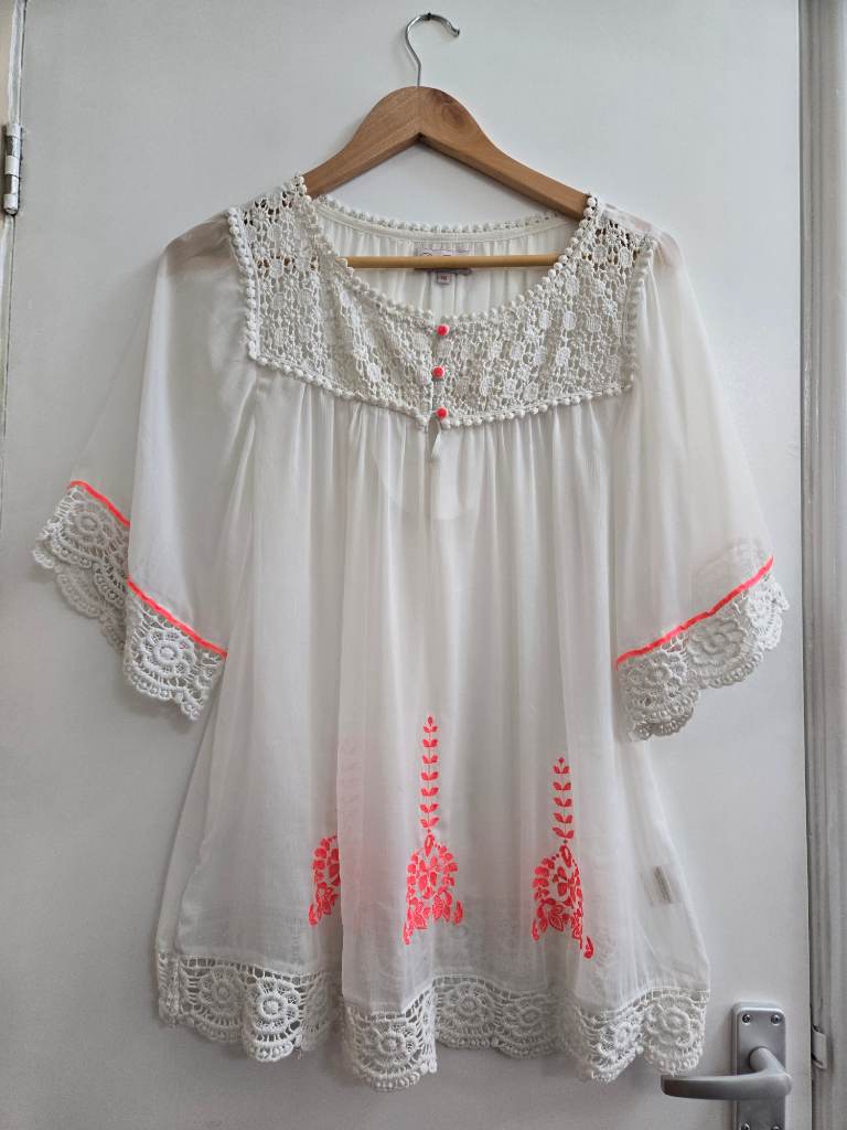 Matalan - Be Beau - Size 10 - Embroided - Cottagecore - Folk nouveau - Beach cover up