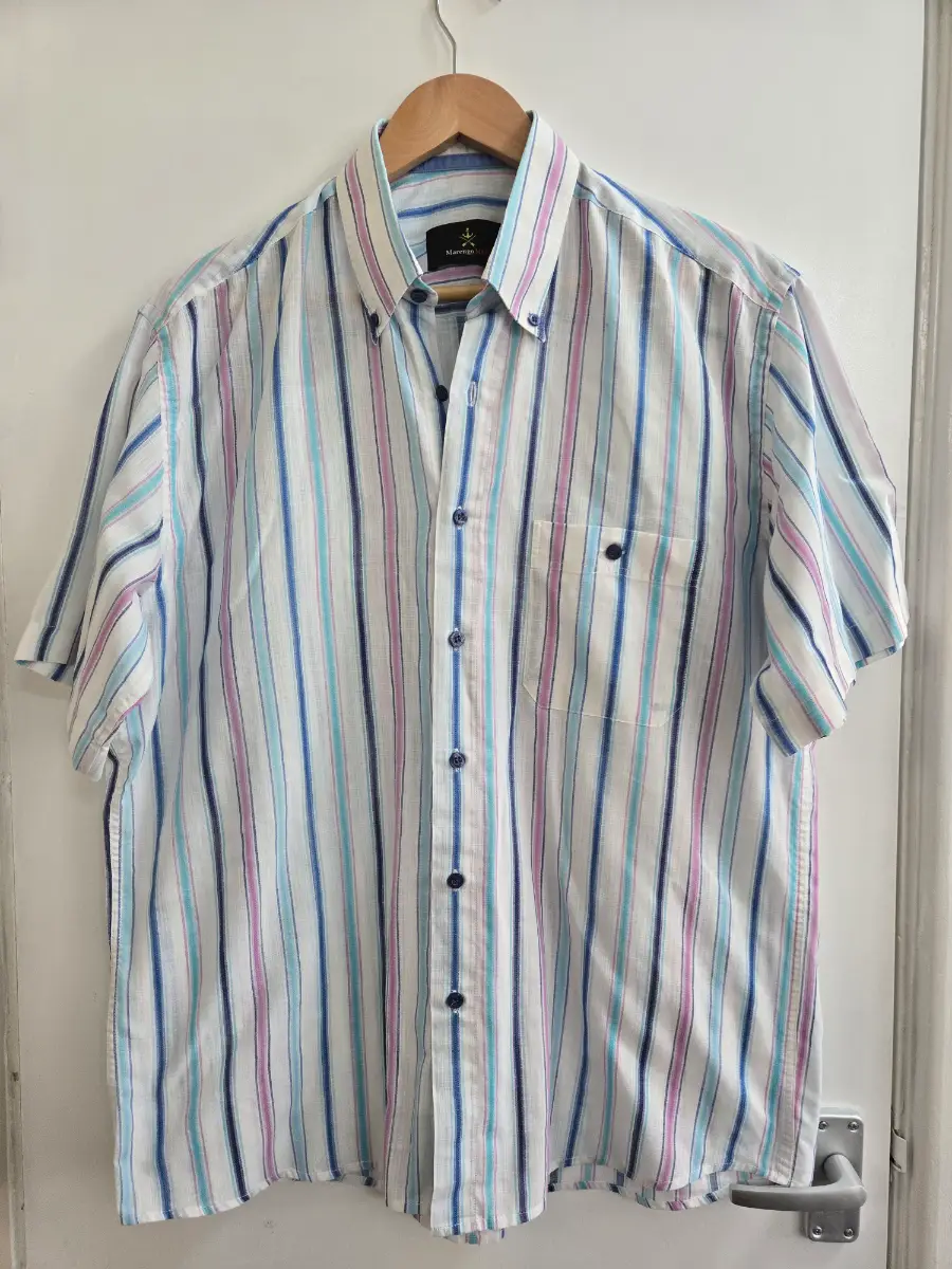 Vintage Marengo Pastel Striped Cotton blend Short Sleeve Shirt - Size large