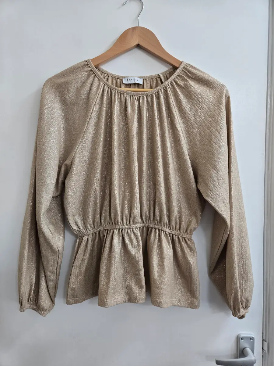Papaya - Size 10 - Regencycore - 70s disco style - gold peplum top