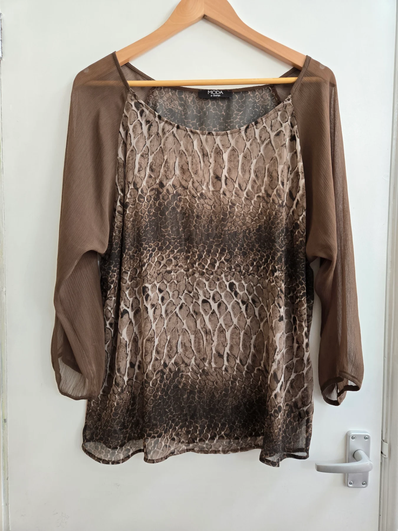 Moda at George translucent sheer reptile print chiffon blouse - Size 16