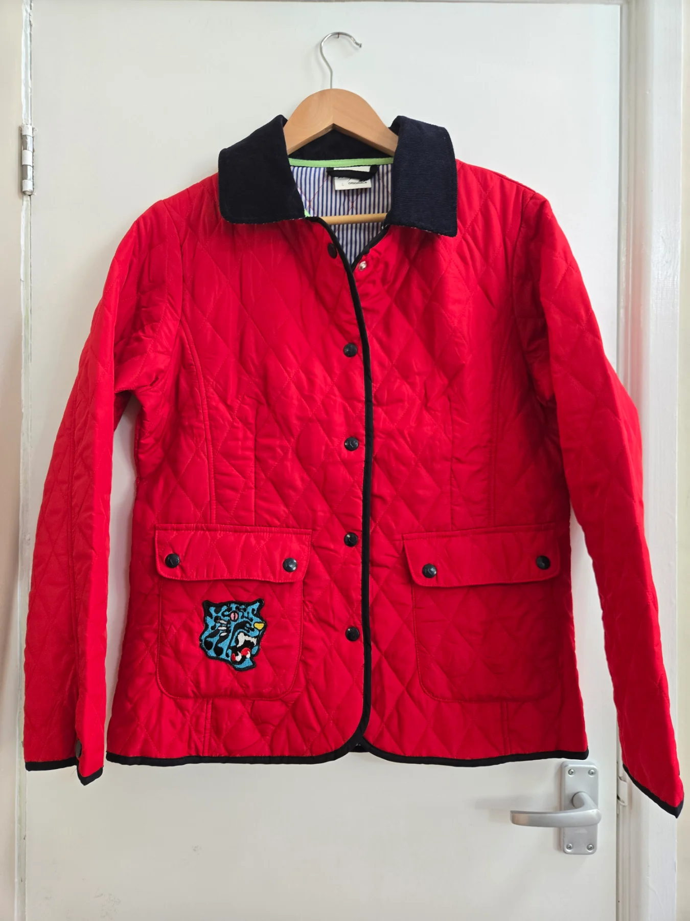 Vintage Air Originals Red Quilted Barn y2k Corduroy Collar Jacket - Size L (16)