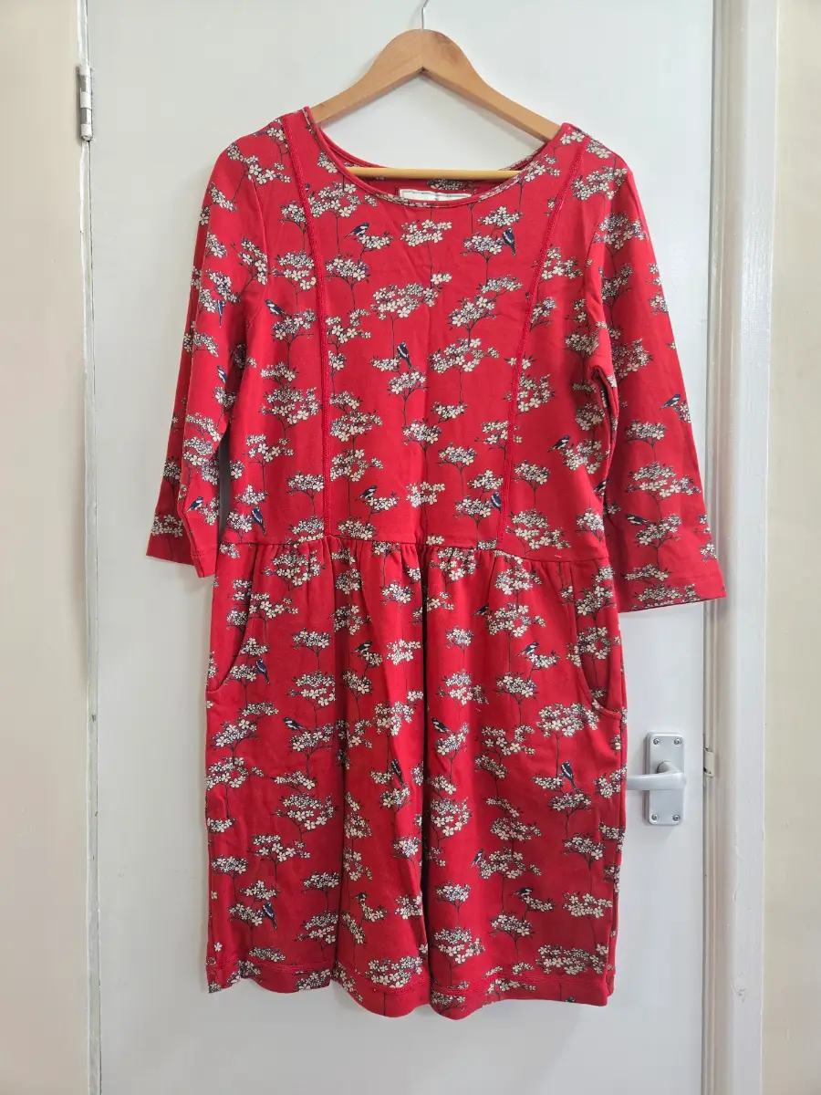 Brakeburn Bird & Blossom Discontinued Patterm Jersey Cotton Dress - Size 14