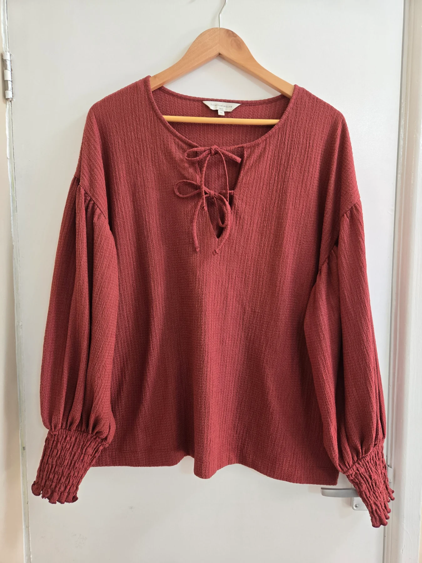 Savanna Miller at Next Terracotta Peasant Style Balloon Sleeve Boho Blouse - Size 16