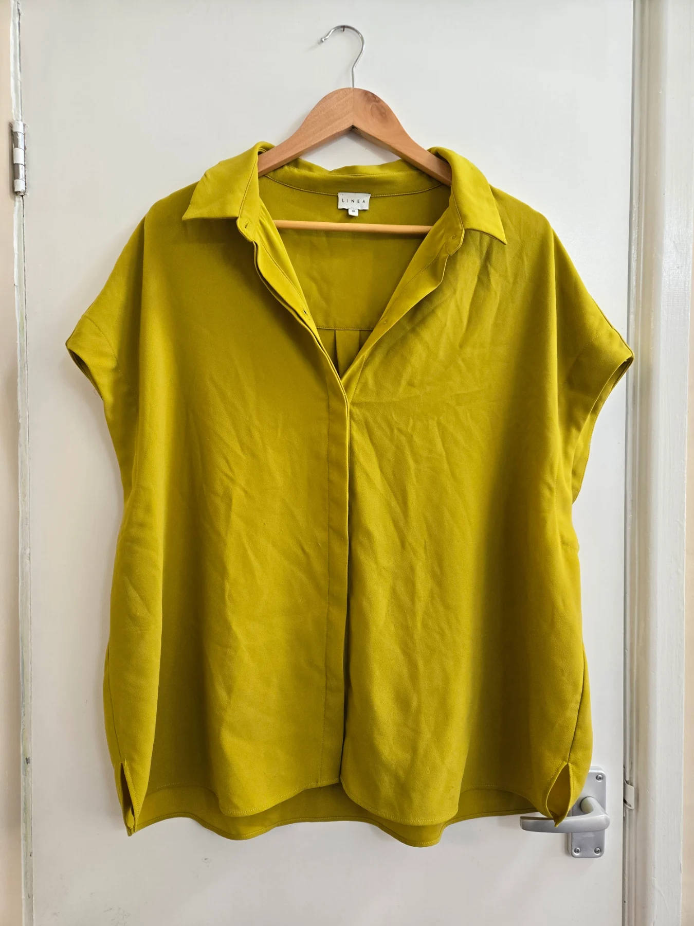 Linea Chartreuse Mustard Cap Sleeve Blouse Shift - Size 18