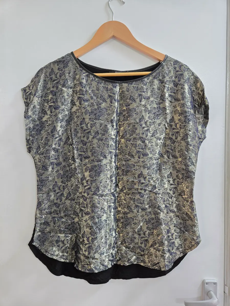 George - Size 12 - Gold metallic - Jacquard floral - Viscose - Blouse top