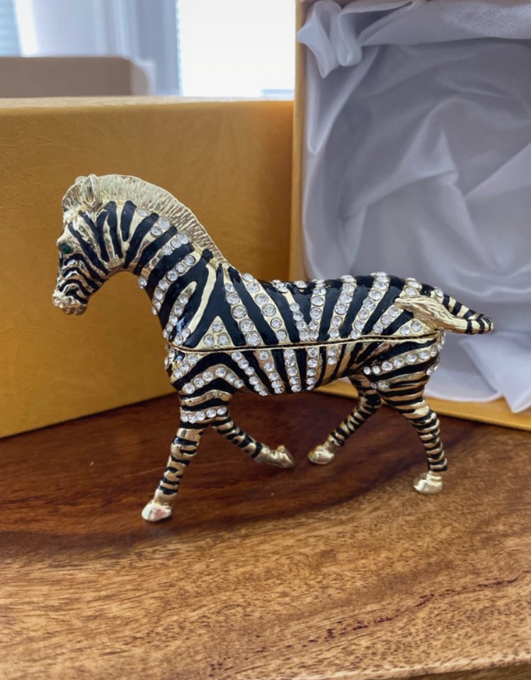 Hand painted enamel rhinestone trinket box