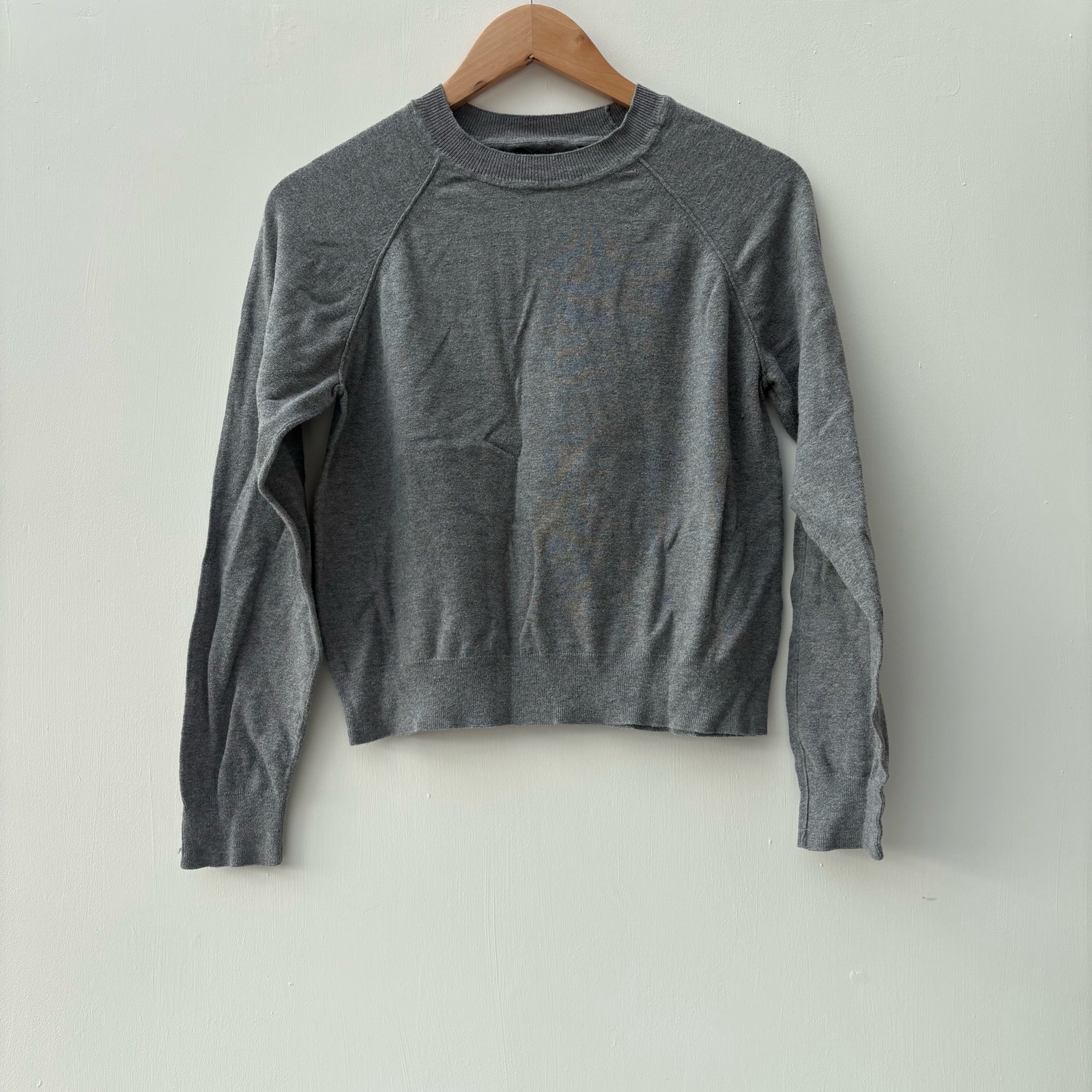 Next Grey Fine Thin Knit summer Jumper UK 12-14 Crew Neck Lightweight Long Sleeve