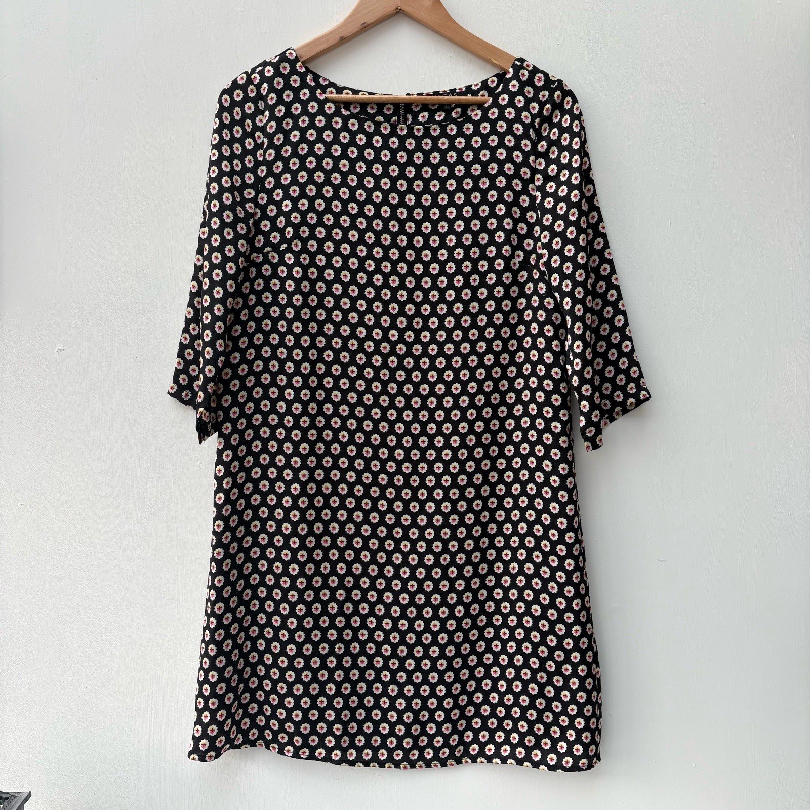 Vegas Collection Women's oversized relaxed fit flower print shift Dress Size 10 3/4 sleeve summer