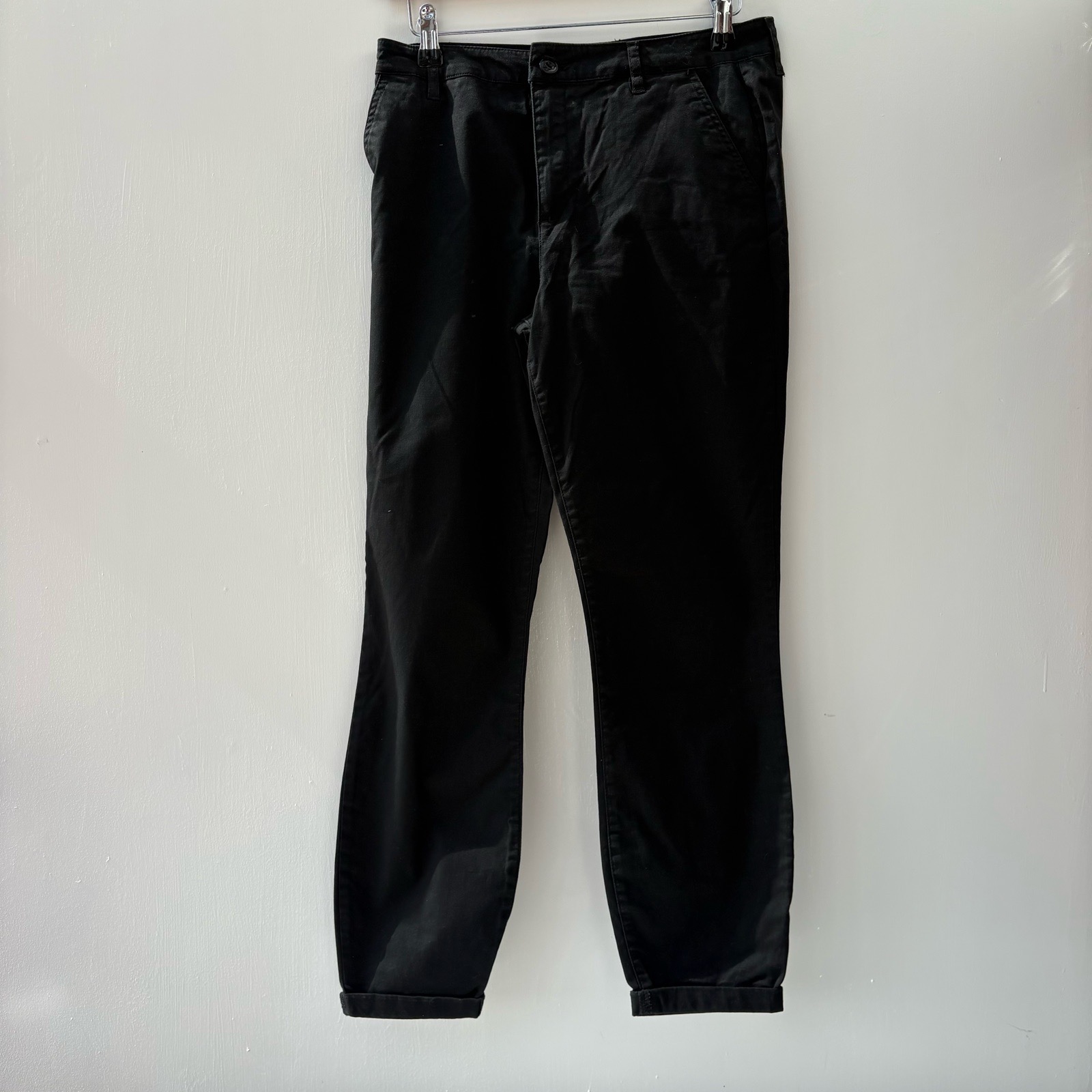 Women’s Black stretchy classic Tapered jeans skinny Trousers Size 10 winter autumn wear turned up