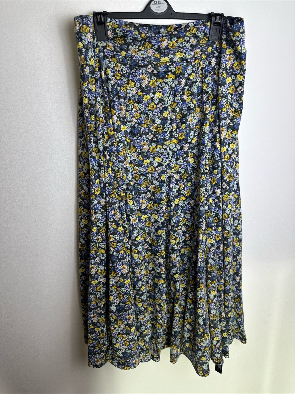 Roman Women’s Floral Midi Maxi Skirt UK 16 Lined Autumn Blue Yellow