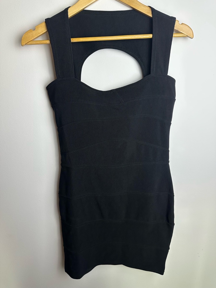 Stylewise Black Bodycon Cut Out Dress Size UK 12 Sleeveless Stretch