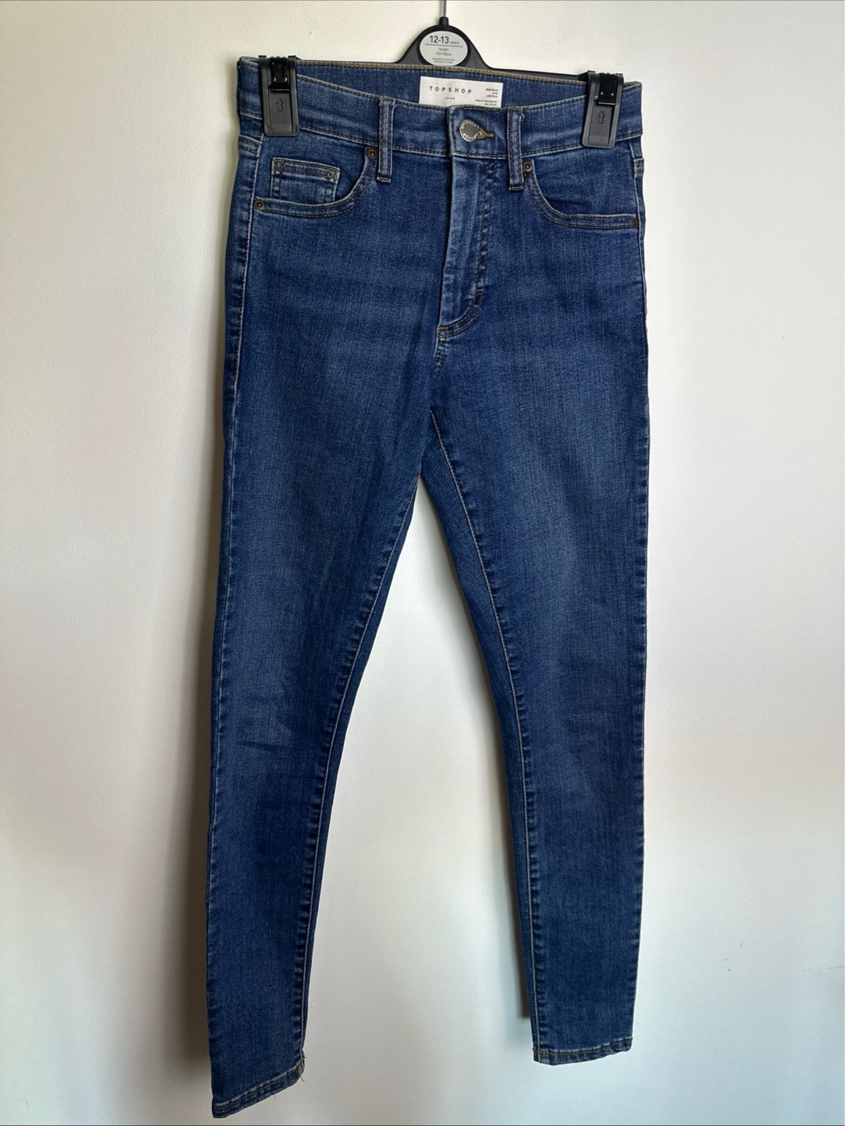 Topshop Leigh Womens Skinny Jeans W25 L32 Blue Denim Mid Rise Stretch