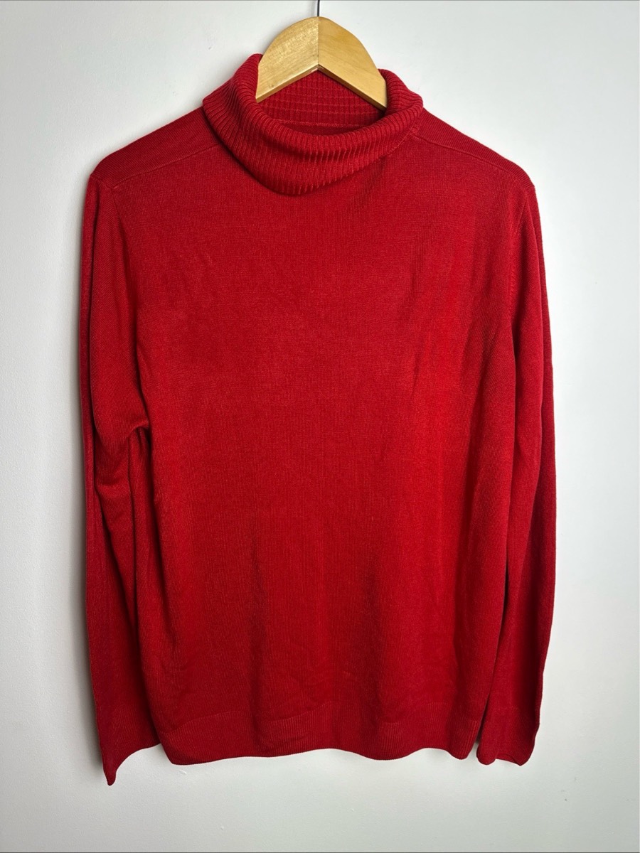 M&S Red Roll Neck Jumper UK 20 Soft Long Sleeve Turtle Neck Knit Sweater