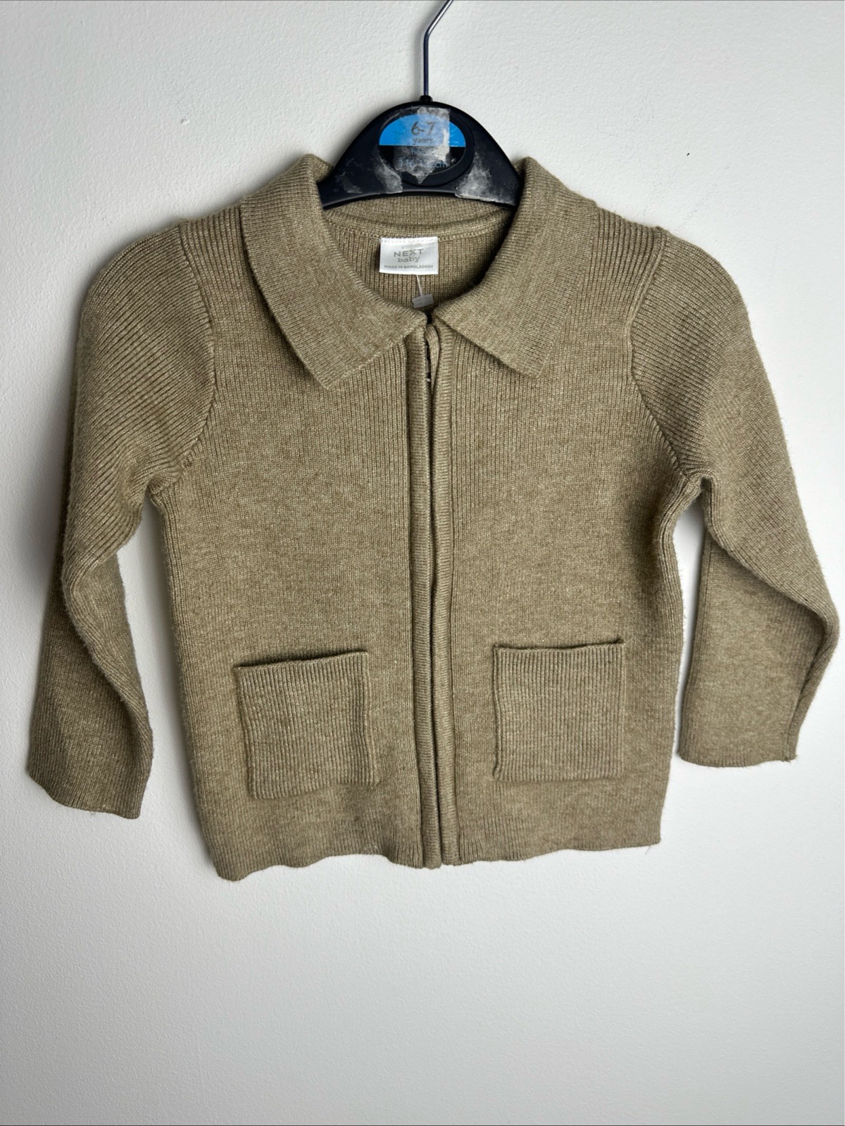NEXT Baby Knitted Zip Cardigan Jacket 9-12 Months Beige
