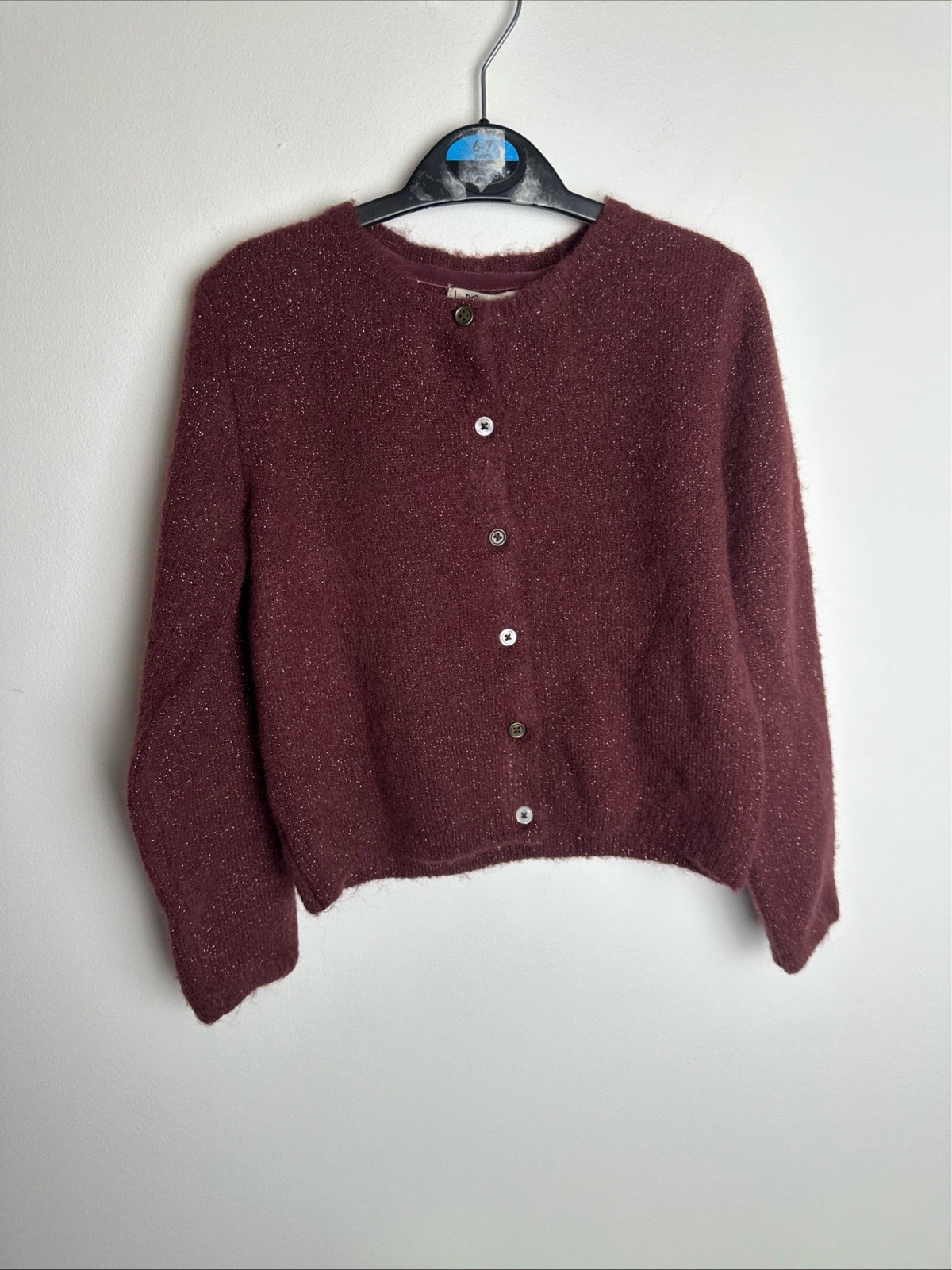 Next Girls Sparkly Cardigan 4-5 Years 110cm Dusky Pink Glitter Button Up