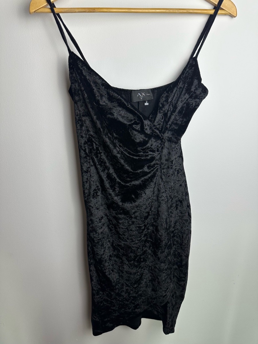 AX Paris Black Velvet Cowl Neck Mini Dress Size UK 10 Party Evening