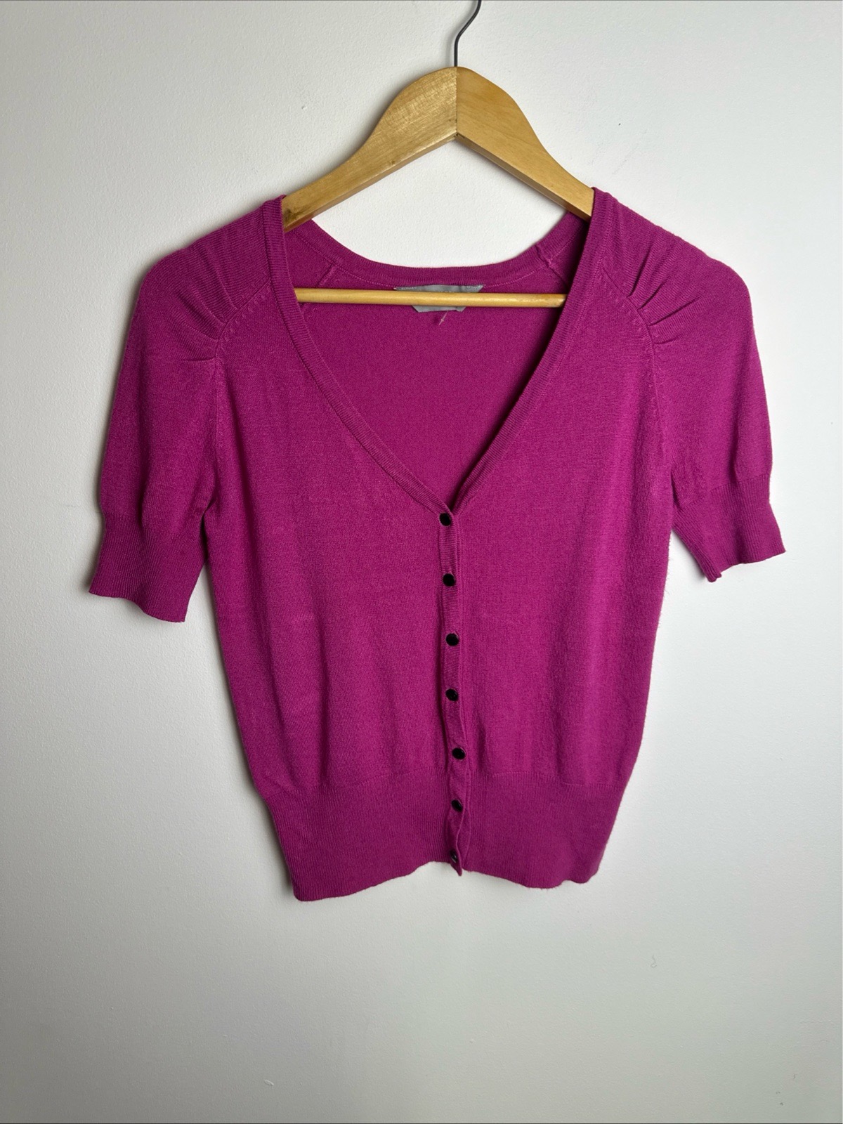 Dorothy Perkins Women’s Pink Cardigan UK 8 Short Sleeve Button Up V Neck