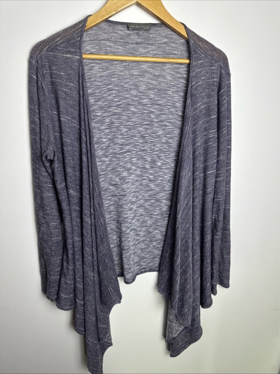 Per Una M&S Grey Waterfall Cardigan Size 14 Lightweight Open Front