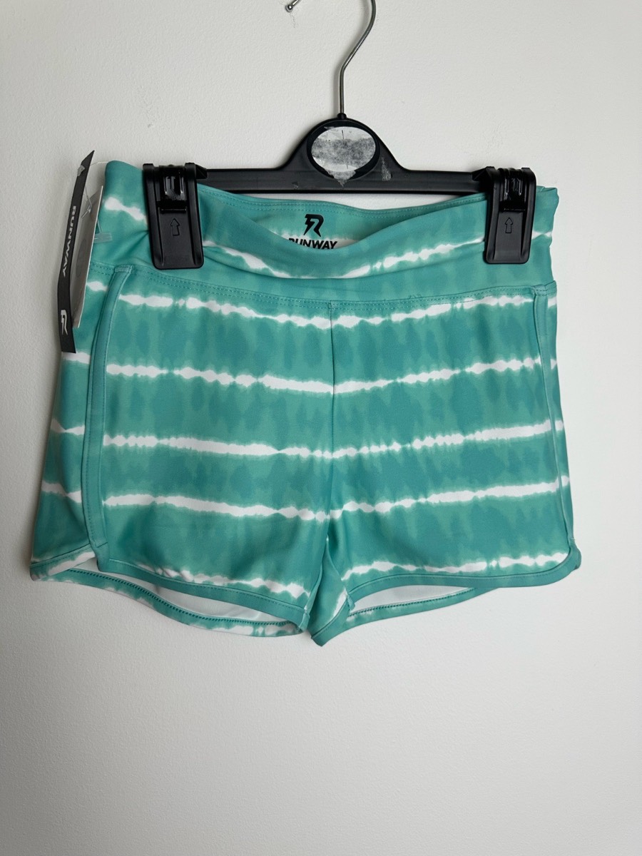 Runway Quick Dry Moisture Wicking Sports Shorts XS 4-5 Mint Green Tie Dye Activewear NWT